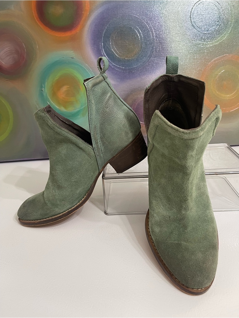 Diba True Women's Green Suede Ankle Boots